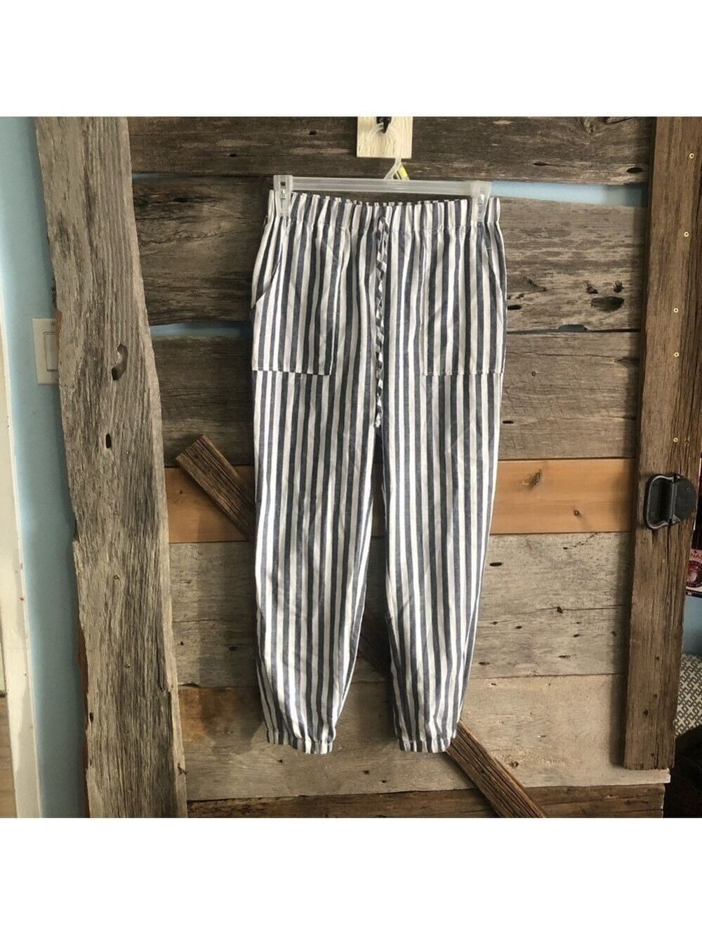SHEIN Size Large Navy/White 100% Cotton Pants
